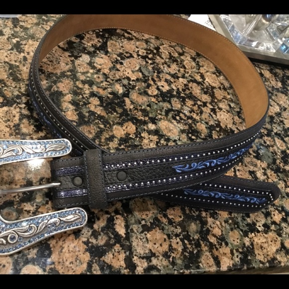 Justin Belt size 38 rhinestones embroidery studs - Picture 4 of 7